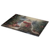 Siberische Katze im Schnee Weihnachten Schneidebrett (Ecke)