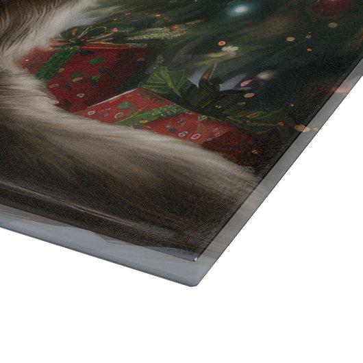 Siberische Katze im Schnee Weihnachten Schneidebrett (Ecke)