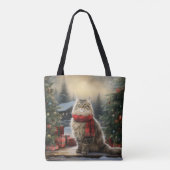 Siberische Katze im Schnee Weihnachten Tasche (Rückseite)