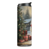 Siberische Katze im Schnee Weihnachten Thermosbecher (Nach links gedreht)