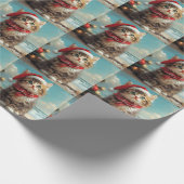 Siberischer Cat Christmas Vintag Beach Geschenkpapier (Ecke)