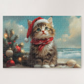 Siberischer Cat Christmas Vintag Beach Puzzle (Horizontal)