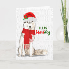 Siberischer Huskey Weihnachtshund Fleas NaviDOG Feiertagskarte