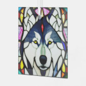 Siberischer Huskie "Festes Glas" Ornament Aus Glas (Vorderseite links)