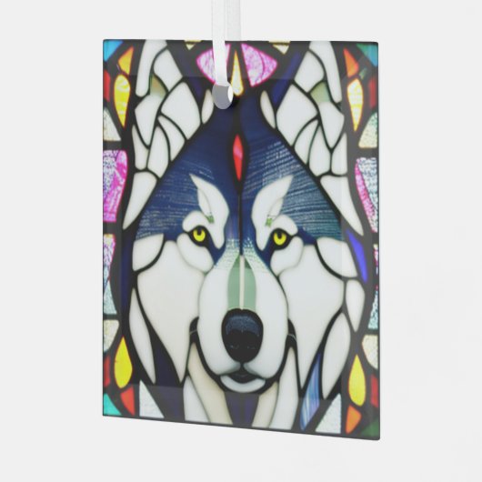 Siberischer Huskie "Festes Glas" Ornament Aus Glas (Vorderseite links)