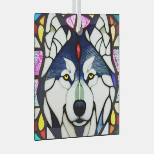 Siberischer Huskie "Festes Glas" Ornament Aus Glas (Vorderseite Rechts)