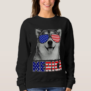 Siberischer Husky 4. Juli Merica USA Flagge Hund i Sweatshirt