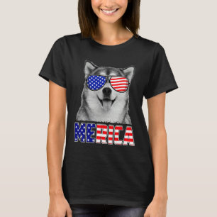 Siberischer Husky 4. Juli Merica USA Flagge Hund i T-Shirt