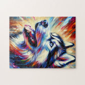 Siberischer Husky-Akrylprint | Farblich | Lebhaft Puzzle (Horizontal)