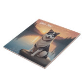 Siberischer Husky am See Fliese (Seite)