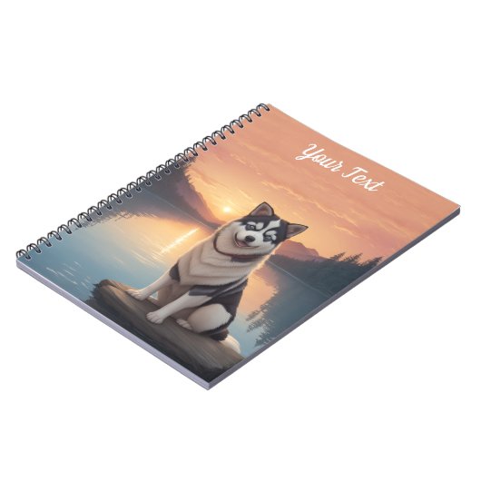 Siberischer Husky am See Notizblock (Linke Seite)