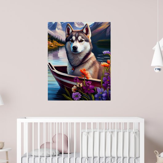 Siberischer Husky auf dem Paddel: Ein Landschaftli Poster (Kinderzimmer 2)