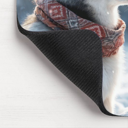 Siberischer Husky beim Snowman Mousepad (Ecke)