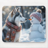 Siberischer Husky beim Snowman Mousepad (Vorne)