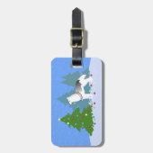 Siberischer Husky dekoriert Weihnachtsbaum - Wald Gepäckanhänger (Vorderseite vertikal)