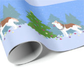 Siberischer Husky dekoriert Weihnachtsbaum - Wald Geschenkpapier (Rolleneckpunkt)