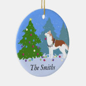 Siberischer Husky dekoriert Weihnachtsbaum - Wald Keramik Ornament (Rechts)