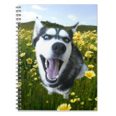 Siberischer Husky Dog in Wildblumen Notebook Notizblock (Vorderseite)