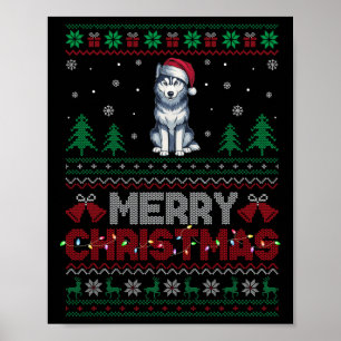 Siberischer Husky Dog liebt Weihnachtsmannmütze We Poster