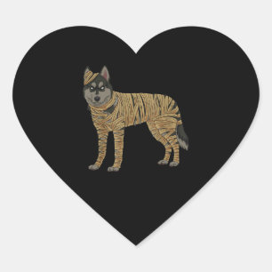 Siberischer Husky Dog Mummy Halloween Kostümhund Herz-Aufkleber