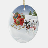 Siberischer Husky Dog Rodeln mit Weihnachtsschlitz Keramik Ornament (Rechts)