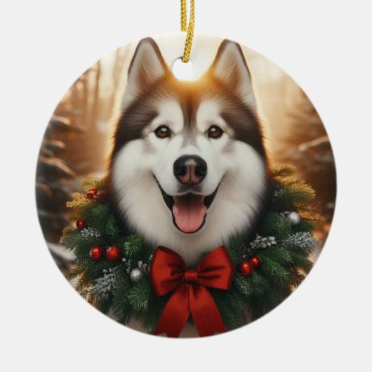 Siberischer Husky Holiday Ornament (Vorne)