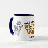 Siberischer Husky-Hund, den du mir zum Schwanz mac Tasse (Vorderseite Links)