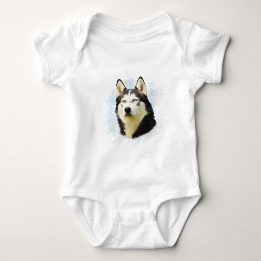 Siberischer Husky Hund Farbe Farbe Farbe Malerei Baby Strampler (Vorderseite)