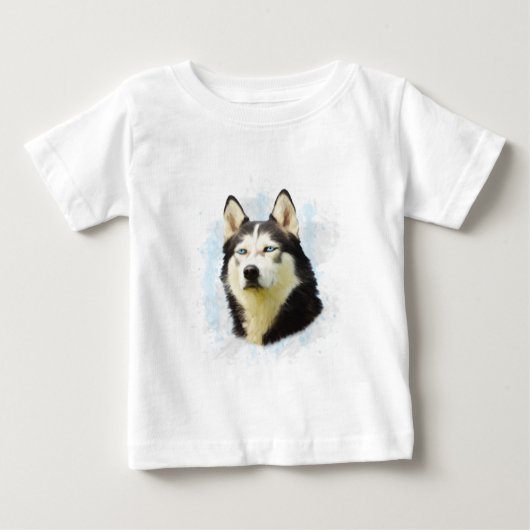 Siberischer Husky Hund Farbe Farbe Farbe Malerei Baby T-shirt (Vorderseite)