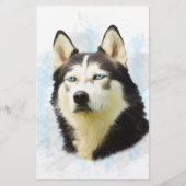 Siberischer Husky Hund Farbe Farbe Farbe Malerei Briefpapier (Vorderseite)