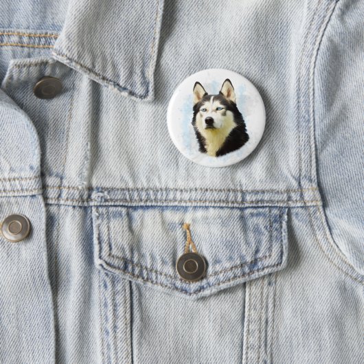 Siberischer Husky Hund Farbe Farbe Farbe Malerei Button (Beispiel)