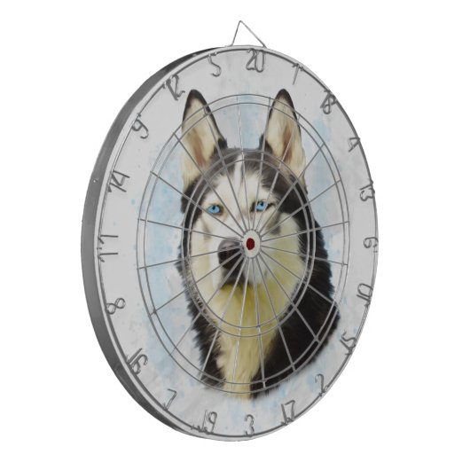 Siberischer Husky Hund Farbe Farbe Farbe Malerei Dartscheibe (Vorderseite Links)