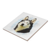 Siberischer Husky Hund Farbe Farbe Farbe Malerei Fliese (Seite)