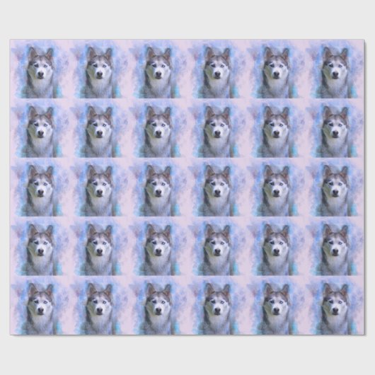 Siberischer Husky Hund Farbe Farbe Farbe Malerei Geschenkpapier (Flach)