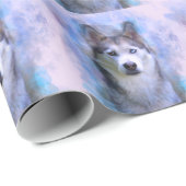 Siberischer Husky Hund Farbe Farbe Farbe Malerei Geschenkpapier (Rolleneckpunkt)