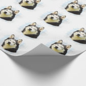 Siberischer Husky Hund Farbe Farbe Farbe Malerei Geschenkpapier (Ecke)