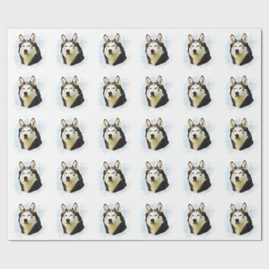 Siberischer Husky Hund Farbe Farbe Farbe Malerei Geschenkpapier (Flach)