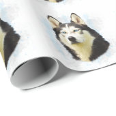 Siberischer Husky Hund Farbe Farbe Farbe Malerei Geschenkpapier (Rolleneckpunkt)