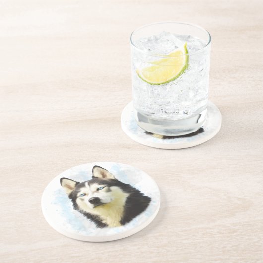 Siberischer Husky Hund Farbe Farbe Farbe Malerei Getränkeuntersetzer (Seite)