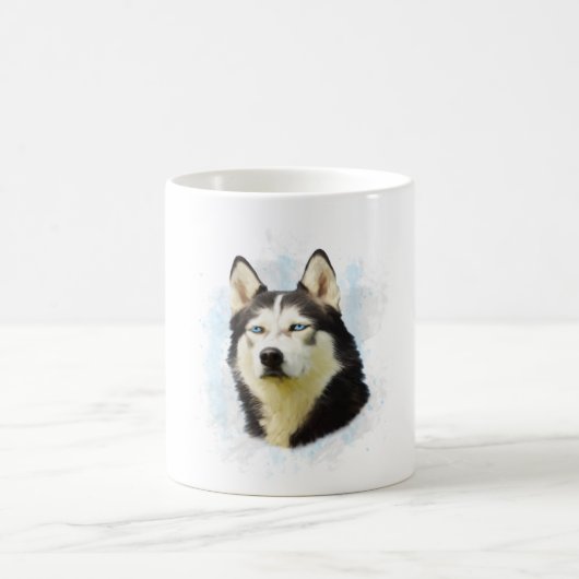 Siberischer Husky Hund Farbe Farbe Farbe Malerei Kaffeetasse (Mittel)