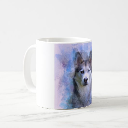 Siberischer Husky Hund Farbe Farbe Farbe Malerei Kaffeetasse (Vorderseite Links)
