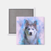 Siberischer Husky Hund Farbe Farbe Farbe Malerei Magnet (Vorderseite/Rückseite)