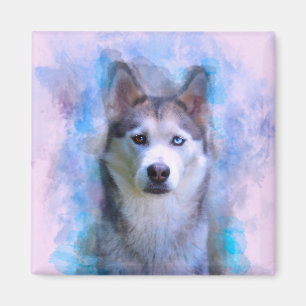 Siberischer Husky Hund Farbe Farbe Farbe Malerei Magnet