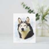 Siberischer Husky Hund Farbe Farbe Farbe Malerei Postkarte (Stehend Vorderseite)