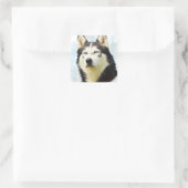 Siberischer Husky Hund Farbe Farbe Farbe Malerei Quadratischer Aufkleber (Tasche)