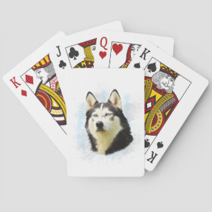 Siberischer Husky Hund Farbe Farbe Farbe Malerei Spielkarten