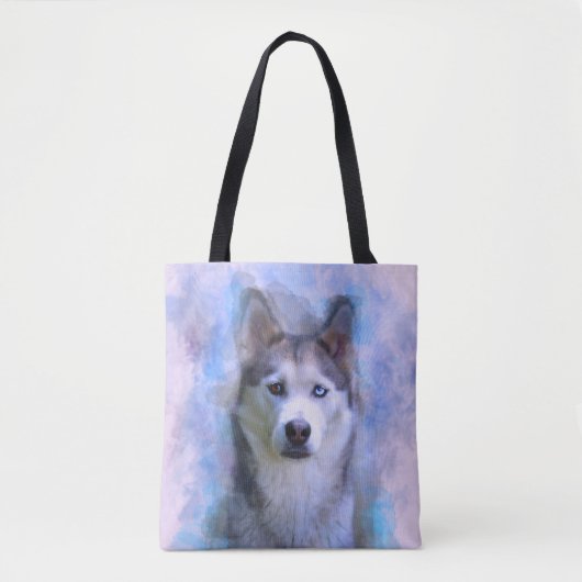 Siberischer Husky Hund Farbe Farbe Farbe Malerei Tasche (Vorderseite)