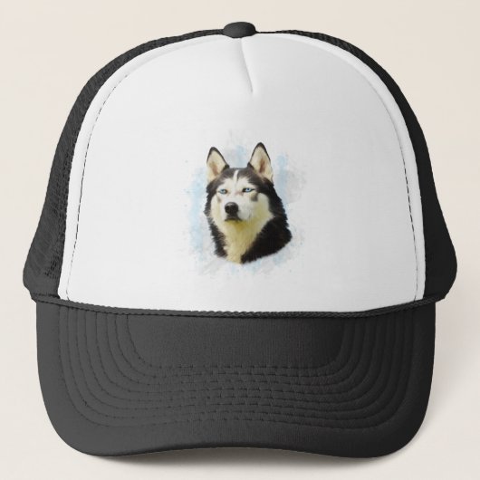 Siberischer Husky Hund Farbe Farbe Farbe Malerei Truckerkappe (Vorderseite)