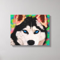 Siberischer Husky Hund Farbenfrohe Kunst, Wasserfa
