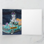Siberischer Husky Hund Halloween LKW Beängstigende Karte (Innenseite)
